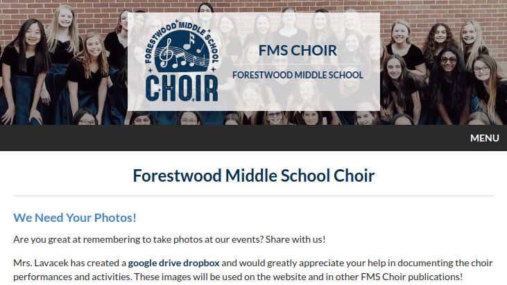 forestwood choir site screenshot